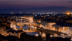 Ponte Vecchio At Night, Florence, Tuscany, Italy