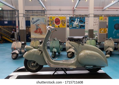 Pontedera, Italy - 8 8 2019: view of a scooter 