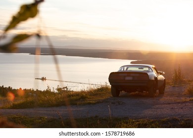 Pontiac Firebird in sunset in Dalarna
