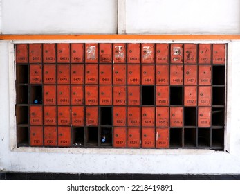 Pontianak, Indonesia - October, 26 2022 : Post Box In The Old Post Office That Has Not Been Used For A Long Time