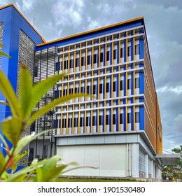 PONTIANAK, KALIMANTAN, INDONESIA - Jan 2, 2021. The Basic Science Laboratory Building, Which Is One Of The Buildings Belonging To Tanjungpura University, Has An Eye-catching Exterior Color