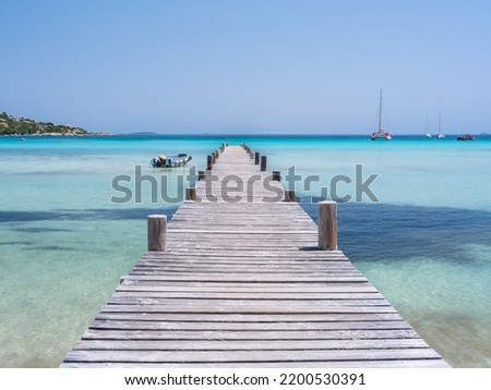Pontoon of the beach of Santa Giulia in South Corsica [[stock_photo]] © 