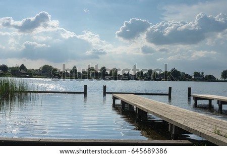 Pontoon and lake in Zwartsluis, in the  Weerribben-Wieden National Park, Netherlands Stock photo © 