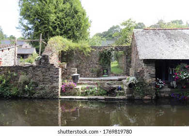 Pontrieux, France - 08 20 2019 : Old Washhouse Along The River Le Trieux In Pontrieux, Village Of Pontrieux Nicknamed 