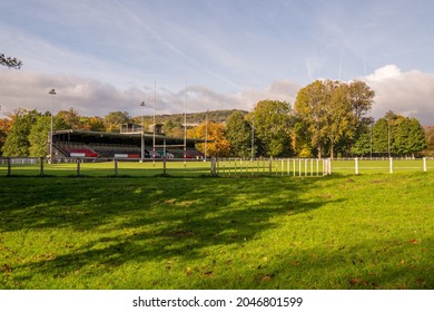 Pontypool Gwent Wales UK  October 19 2016 Pontypool Park Home Of The Famous Rugby Union Football Club View From The Pitch Level