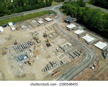 Pontypridd, Wales - July 2022: Aerial View Of A New Housing Development In South Wales.