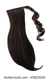 Pony Tail Dark Brown Hair Piece On Background