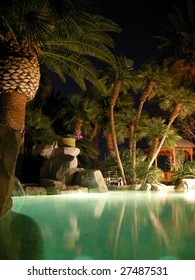 Pool In The Backyard At Night