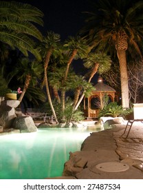 Pool In The Backyard At Night