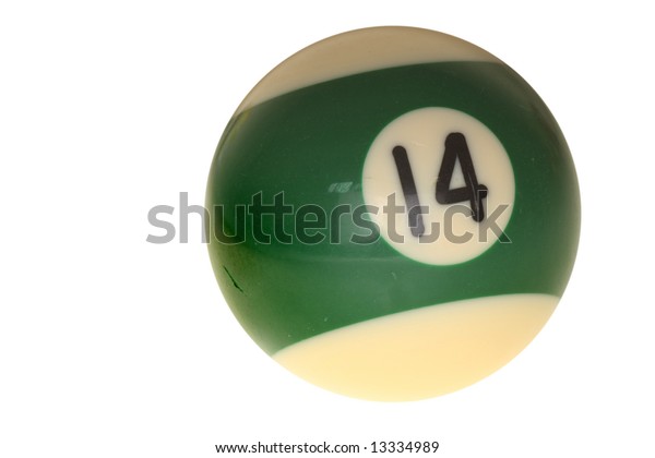 Pool Ball Number 14 On White Stock Photo (Edit Now) 13334989