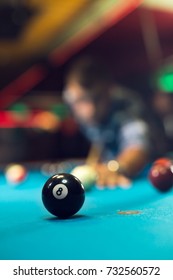 Pool Ball On A Pool Table