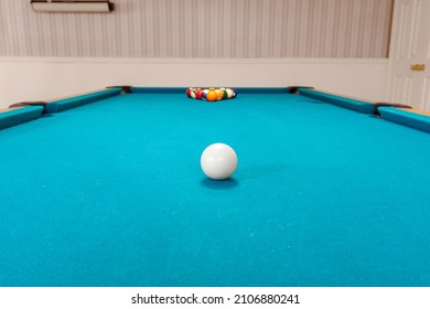 Pool Ball on a Table Ready to Play