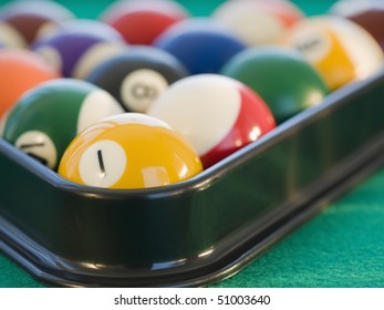 pool balls in a rack