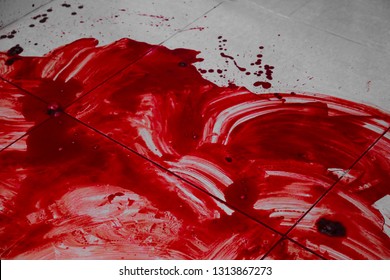 Pool Of Blood On Tiled Floor