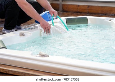 Pool cleaner during his work.