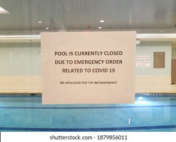 Pool Is Closed Due To Covid Sign On Swimming Pool