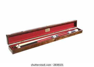 A Pool Cue Stick In A Presentation Case