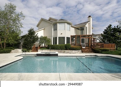 Pool and deck of large home