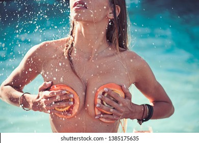 Sexy Girl Out For A Swim Topless
