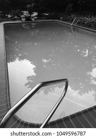 pool reflection black and white