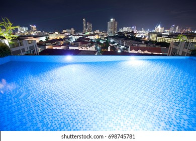 Pool Rooftop Night Time City 