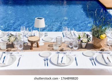 Pool Side Wedding Party Decor