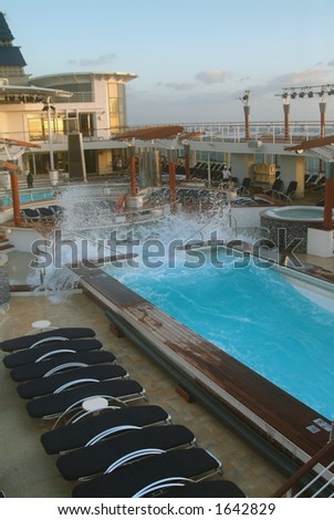 pool splashes when cruise boat rocks in rough seas