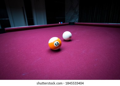 Pool table with balls artistic
