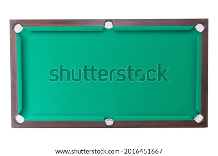 A pool table. Parts of a billiard table close-up. American pool table. Billiard pockets. Wooden billiard table. 