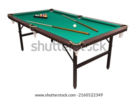 A pool table. Parts of a billiard table close-up. American pool table. Billiard pockets. Wooden billiard table. 