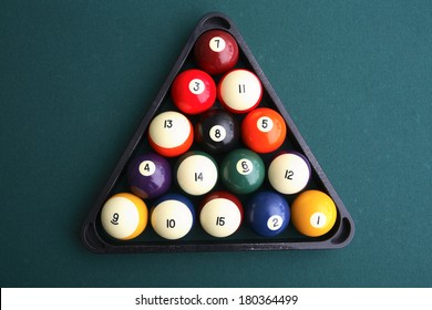 Pool Table With Rack Of Balls