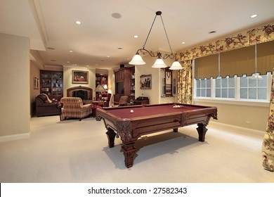 Pool Table And Sitting Area In Rec Room