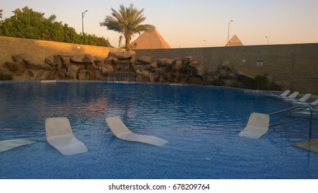 Pool View on Pharaoh pyramids
