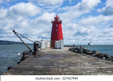 Poolberg Lighthouse In Ireland, Dublin Bay