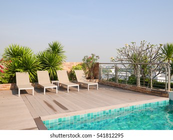 Poolside on top of building