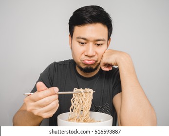 Poor Asian Man Feel Boring With The Same Old Instant Noodle.