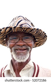 Poor Black South African Man Wearing Glasses And A Hat.