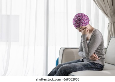 Poor Cancer Woman Feel Bad At Home