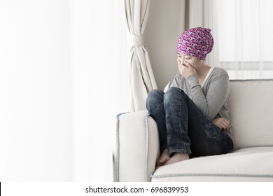 Poor Cancer Woman Feel Bad At Home