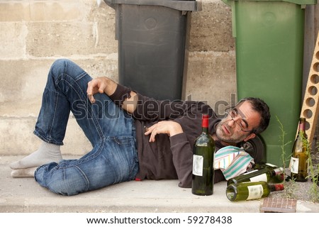 Poor Drunk Man Lying On Sidewalk Stock Photo Edit Now 59278438