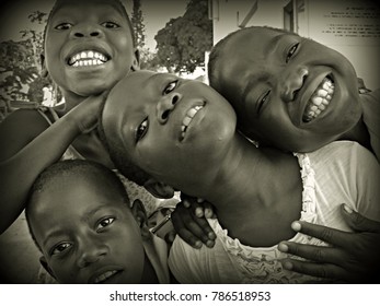 Poor And Happy Children In Africa. Maputo, Mozambique, Africa, 17 October 2017