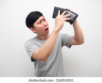 Poor Man Gesture Find Money In His Wallet Feel Strain