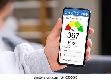 Poor Online Credit Score Rating On Smartphone - Shutterstock ID 1840538083
