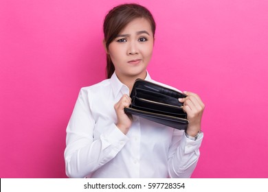 Poor Woman With Empty Wallet