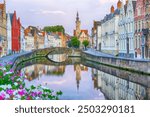 Poortersloge (Burghers Lodge) on the Spiegelrei canal, Bruges, Flanders, Belgium