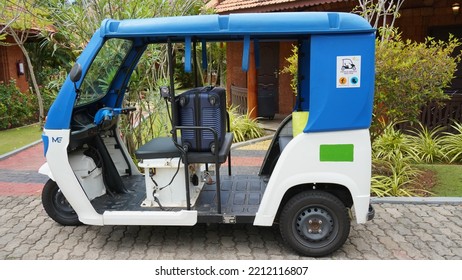 Poovar, India - October 3 2022: Battery Operated Auto Rikshaw.