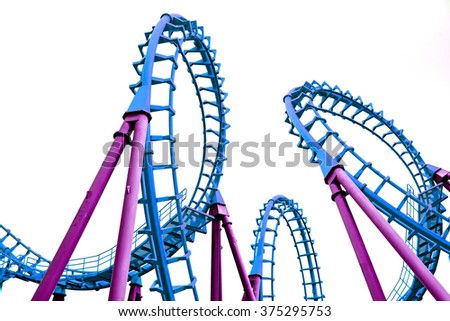 Pop art color roller coaster isolated on white background