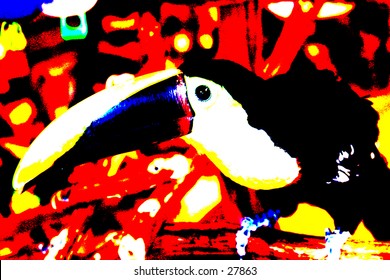 Pop Art of a tucan  with beautiful bright viberant colors