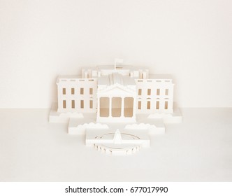 Pop Up Card Set With Organic Paper Of The Famous Landmark White House.