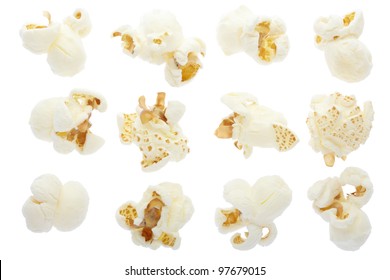 Pop corn collection isolated on white, clipping path included